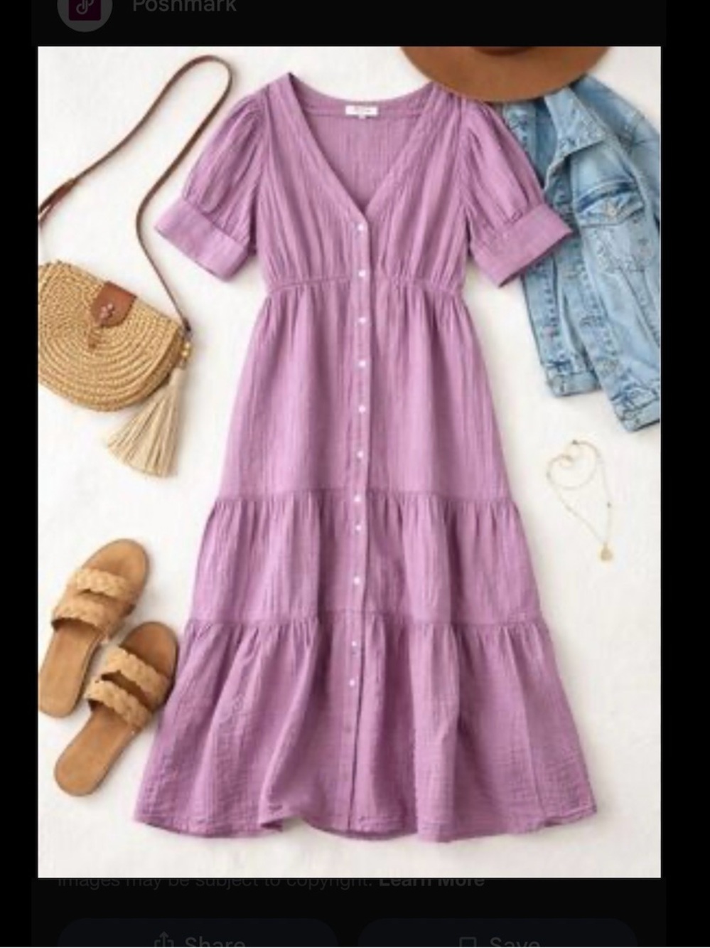 Madewell Lavender Lightspun Button-Front Midi Dress, NWT